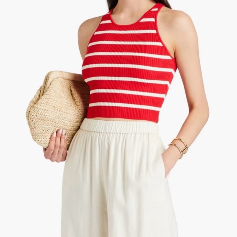 SOLID & STRIPED The Carson Top -Red and White Ribbed Tank